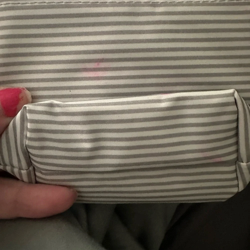 Thirty-One Gray Cosmetic Bag with Classic Stripes